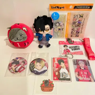 하이큐 네코마 쿠로오 테츠로 봉제 인형, 캔뱃지 등 묶음 판매