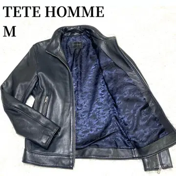 테토옴 라무 레더 자켓 싱글 라이더 스탠딩 칼라 양가죽 M