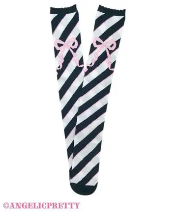 Angelic Pretty Sugary 보더 리본 오버니 블랙