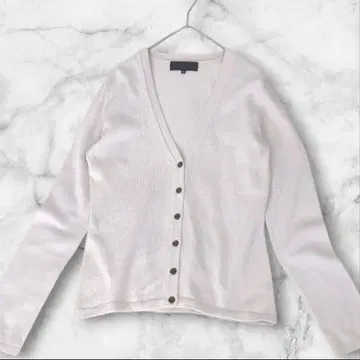 언타이틀 S 긴팔 가디건 그레이지 베이지 울 V넥