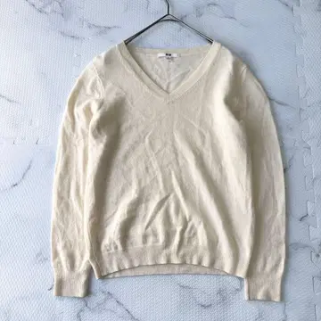 인기 유니클로 UNIQLO 캐시미어 100% 스웨터 화이트 M