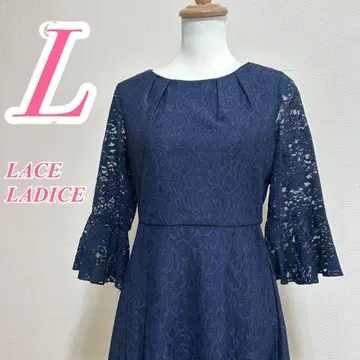 LACE LADIES 레이스 여성용 네이비 레이스 원피스 L 롱