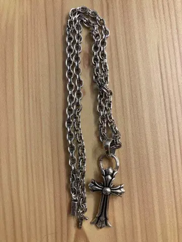 더블 CH 크로스 목걸이 페이퍼 체인 실버 925 각인