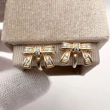 ete 에테 이어커프 sv925 리본 큐빅 골드톤