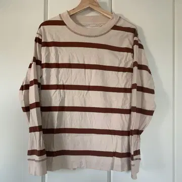 MHL. 베이지 브라운 스트라이프 긴팔 티셔츠 M
