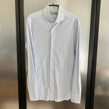 Maker's Shirt 가마쿠라 셔츠 블루 화이트 스트라이프 와이셔츠