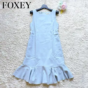 미사용급 FOXEY 아마릴리스 드레스 원피스 썸머 울 블루