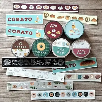 (덤 포함) 푸드계 코바토빵 류쿠샤커피점 etc 마스킹 테이프