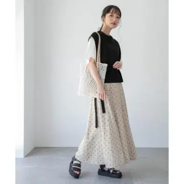 LOWRYS FARM 도트 롱 스커트 린넨