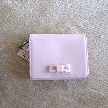 [ 새상품 택 있음 ] 키타무라 접이식 지갑 가죽 리본 라이트 핑크
