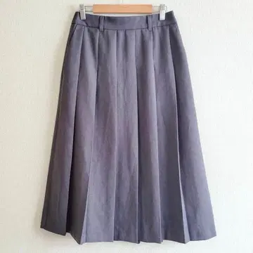 지유 플리츠 미디 스커트 사이드 지퍼 다크 그레이 M 하의