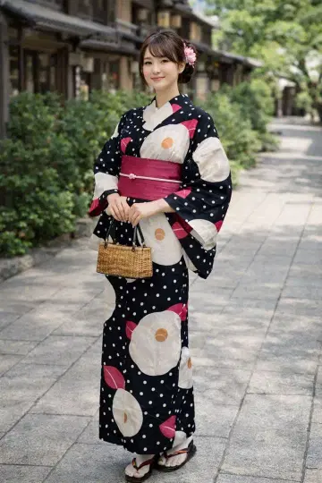 모던한 유카타 면 100% 미사용 새상품 시츠케 포함