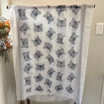 고양이 얼굴 프린트 스톨 대형 70 180