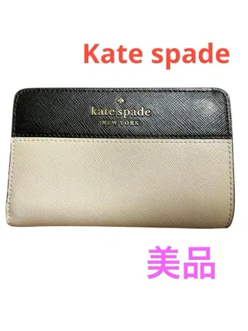 [ 새상품급 ] kate spade 이단 접이식 지갑 블랙 x 베이지