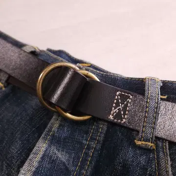 빈티지 소가죽 두꺼운 더블 링 가죽 벨트