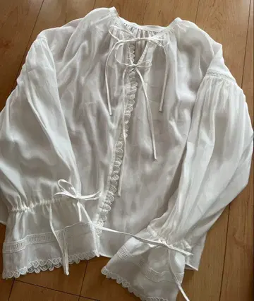 FURFUR 캔디 슬립 레이스 블라우스 화이트