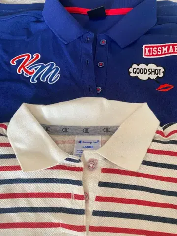 KISSMARK & Champion 피케 셔츠 2세트 L 사이즈와 LL