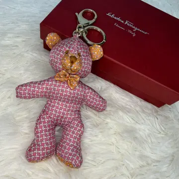 Salvatore Ferragamo 곰 키링 핑크 오렌지