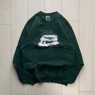 90s USA FRUIT OF THE LOOM 맨투맨 그린 구제 의류