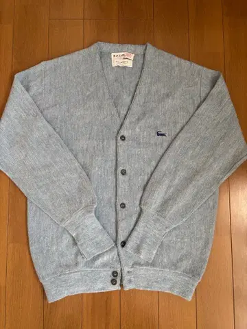 70s 아이조드 라코스테 아크릴 가디건 라이트 블루 vintage