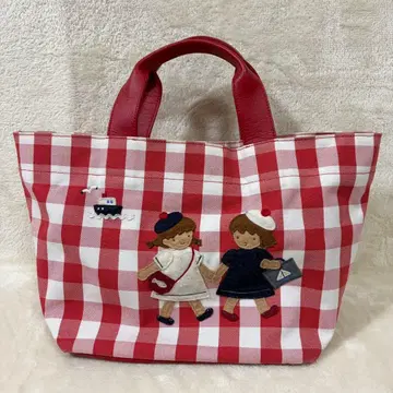 familiar 파밀리아 70주년 한정판 깅엄 체크 보트형 토트 백