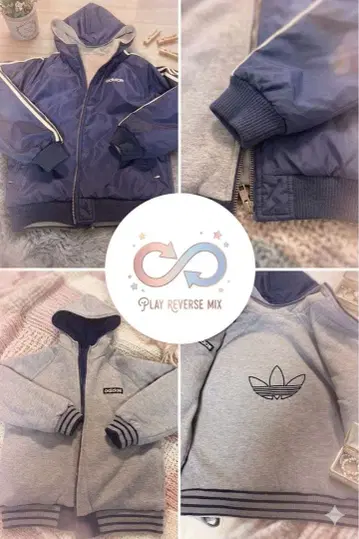 [레어] 90S adidas 후드티 만국기 리버서블 트레포일 자수