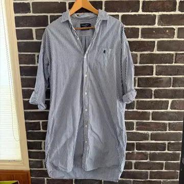 GYMPHLEX 짐플렉스 스트라이프 셔츠 원피스 롱 블루