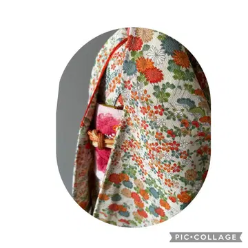 크레이프 원단 기모노 순수 실크 코몬 기장 153.5 화장 64