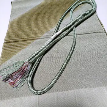 허리띠 오비 장식 천 세트 그린 마루구미 크레이프 원단 순수 실크