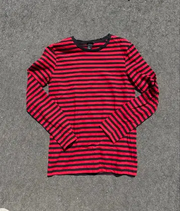 보더 롱 T 레드 블랙 펑크 archive y2k 크롭 city boy