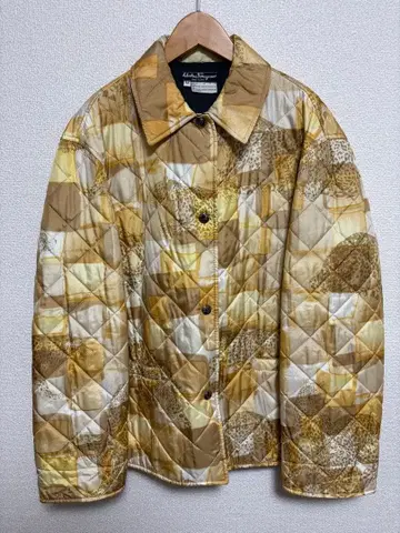 페라가모 실크 100% 퀼팅 자켓 표범 올 패턴 M