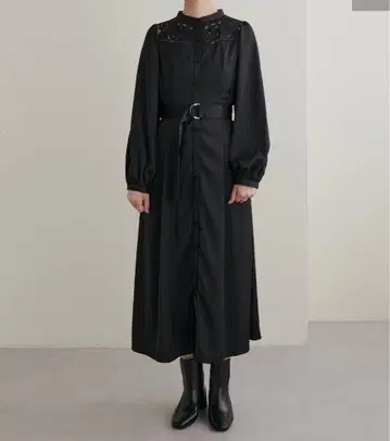 natural couture 빈티지 모티브 레이스 절개 원피스