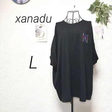 10500-1 xanadu 자수 반팔 티셔츠 L 레이온 혼방 넉넉한 핏