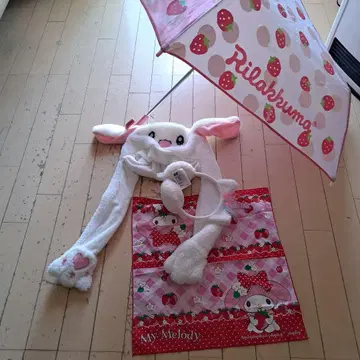 리락쿠마 딸기 무늬 우산과 마이멜로디 세트