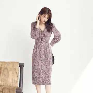 cocodeal 꽃무늬 원피스 브라운