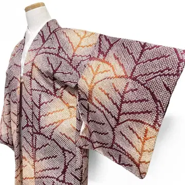 미착용 겉옷 기장 화장 총 조임 나무 문양 순수 실크 기모노 032b p