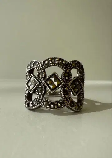 마카사이트 실버 반지 14호 반지 레트로 앤티크풍