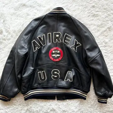 [ 인기 XL 사이즈 ] 아비렉스 아치 로고 바시티 가죽 자켓