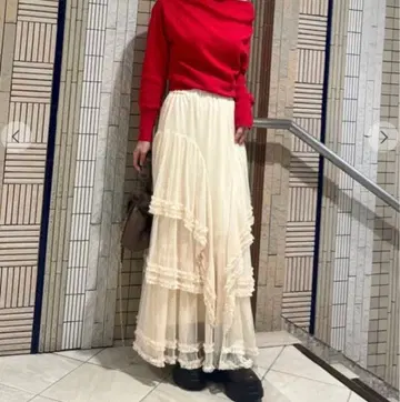 택 포함 새상품 cocodeal 도트 튤 티어드 플레어 스커트