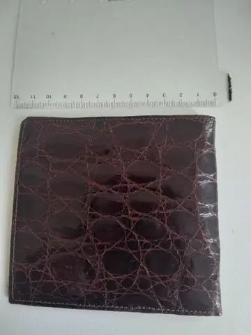 크로커다일 스킨 접이식 지갑 다크 브라운 초박형