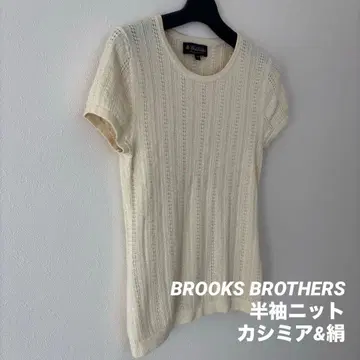 BROOKS BROTHERS 반팔 니트 아이보리 캐시미어&실크