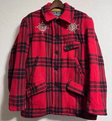 COTE MER 스터드 체크 멜톤 울 자켓