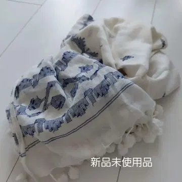 CITRUS 자수 폼폼 포함 코튼 스톨 자무다니 카디 코튼