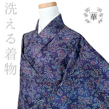 100 화 기모노 워셔블 기모노 코몬 꽃 당초 양풍 보라색