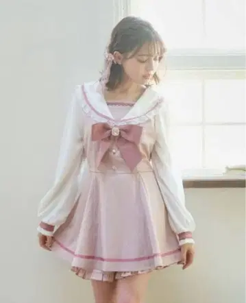 LIZLISA 세일러 카라 셋업 핑크