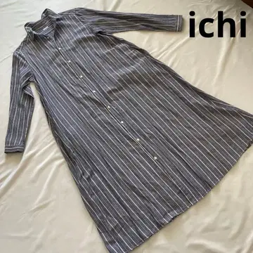 이치 스트라이프 긴팔 셔츠 원피스