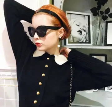 epine bi-color gold botton knit cardigan