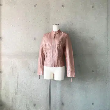 택 포함 새상품 페이크 가죽 자켓 더스티 핑크