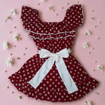 도트 도트 무늬 오프숄더 원피스 미니 스타일 코스프레 레트로