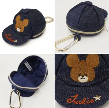 곰돌이 학교 재키 카라비너 달린 데님 캡형 키링